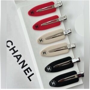 🛍️NIB Chanel Beaute GWP Hair Clips - Red, Beige, Black - 6pc